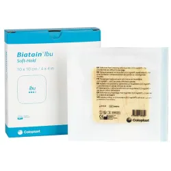 Biatain Ibu schuimverband Coloplast 10 x 10 cm Niet Klevend